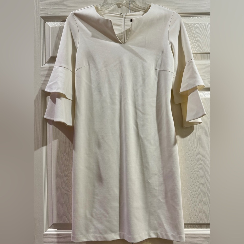 NWT J McLaughlin Women’s Letty Dress Bell Sleeves Size Medium Ivory Off White
